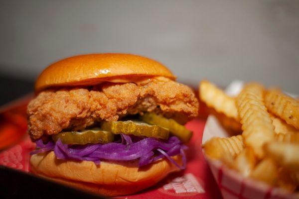 Crispy Fried Chicken Sandwich (cabbage slaw, pickles, spicy mayo)