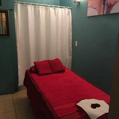 Another of our three private massage rooms, with shower.