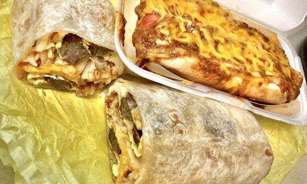 Sausage Breakfast Burrito + Chili-Cheese Dog = Black Friday Breakfast for craving.