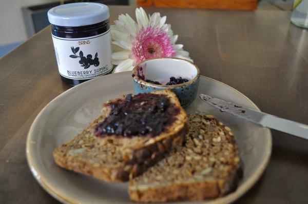 Sourdough Rye bread with Brins Blueberry Sumac Jam