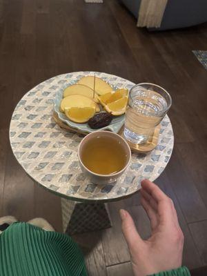 Lovely little snacks and tea after the massage