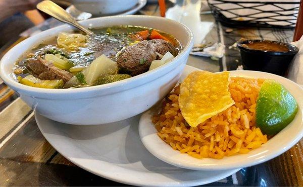 Caldo de Res Traditional beef soup plate