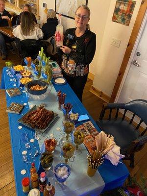 Lynn and our delicious New Years Eve Bloody Mary Bar! Happy 2023!