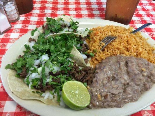 Carne asada. Under cilantro and onions. Delicious!