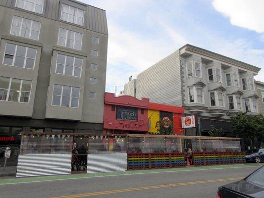 Beautiful parklet outside The Cinch.