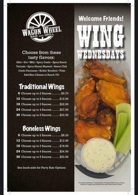 Wednesday is Wing Night Menu updated April 2022