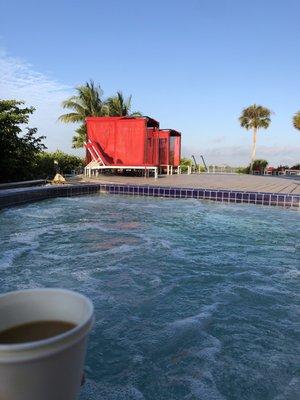 Morning coffee, in the hot tub!!!!!