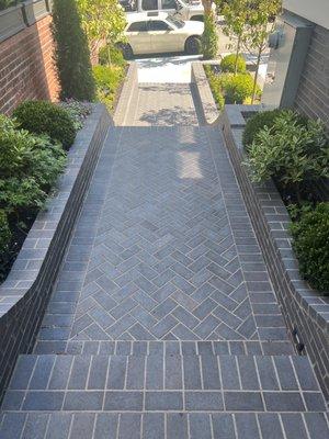 Brick steps and herringbone pattern