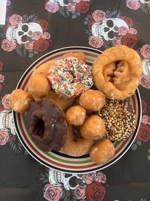 Donut holes, sprinkle donuts, old fashioned donuts etc