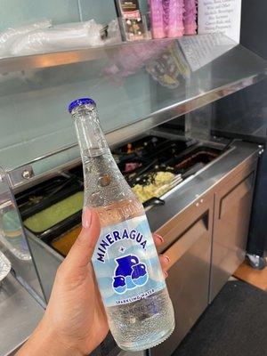 Mineral water and salsa bar