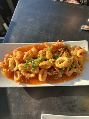 Calamari with banana rings