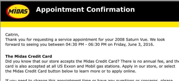 FYI- Appointments are not honored unless you arrive at the earliest time in the selected appointment window.