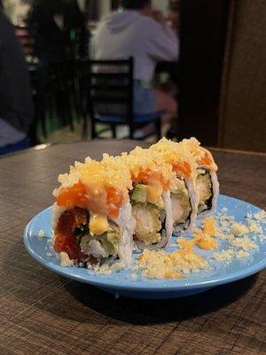 a plate from the revolving sushi bar