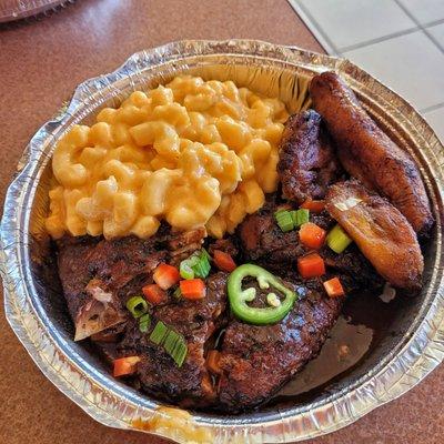 10.10.22 - Boston Style Jerked Chicken, Mac n Cheese and Fried Plantains