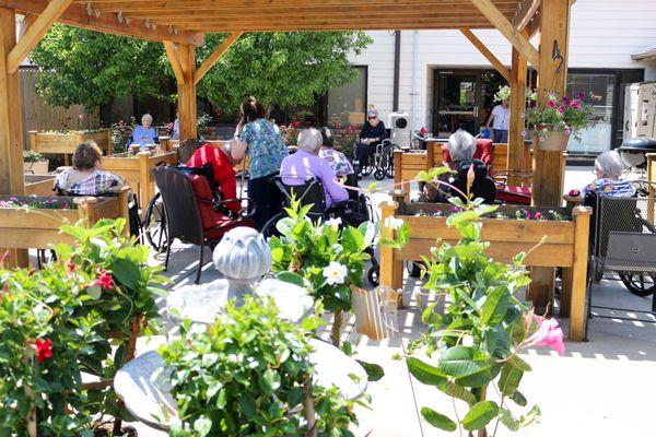 Our lovely courtyard, complete with gazebo and gardens, was lovingly created by the Ascension Knights of Columbus.