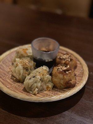 Dumplings 1/2 fried and 1/2 steamed