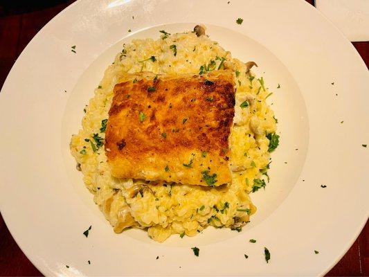 Mahi-mahi with mushroom risotto