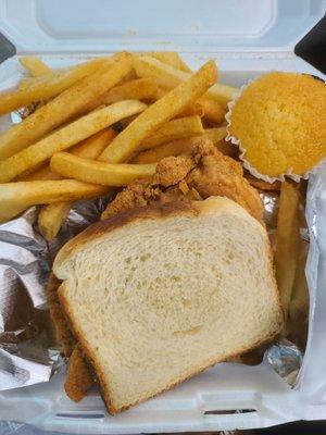 Chicken breast and fries