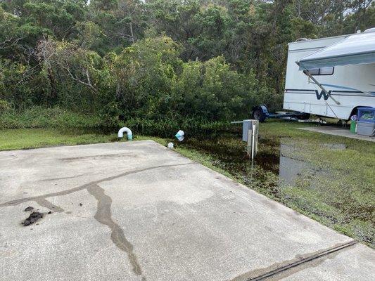 Electrical pole in huge puddle