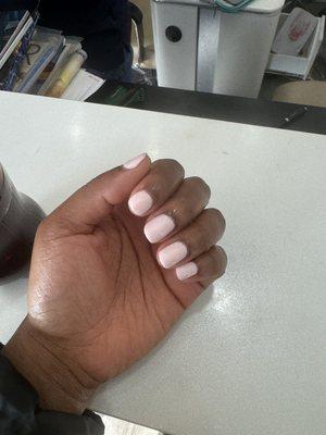 Light pink shellac manicure