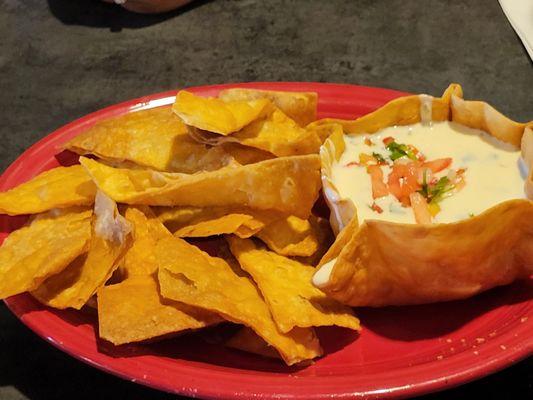 Queso and homemade chips