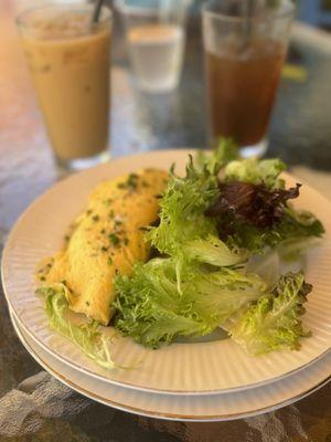 An omelette and side salad