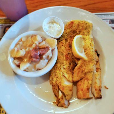 Broiled Lemon Pepper Haddock & side, German Potato Salad