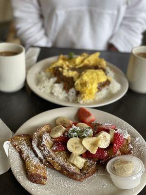 Loco moco and Strawberry Banana French Toast