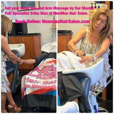 Get your Head Spa and Arm Massage by Our Master Full Specialist Erika Diaz at NewMan Hair Salon. Book Online: NewmanHairSalon.com