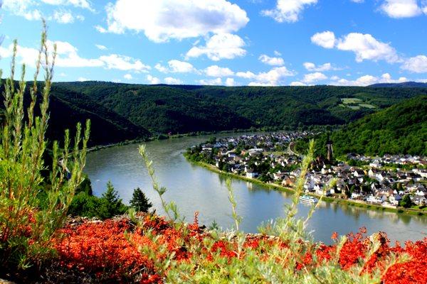 View from the top of Marksburg Castle along the Romantic Rhine.