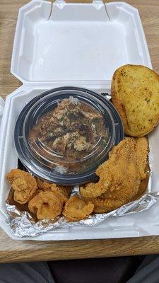 Etouffee special with shrimp and catfish fillet.