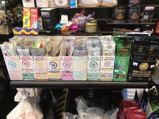 Selection of tobacco free hemp wraps and CBD products