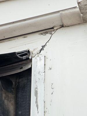 Crack way at the top of slideout allowing water inside camper