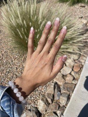 Full set, almond shaped, french manicure