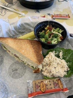 My mom took half, but this is the sandwich with a scoop and broccoli salad. So good!