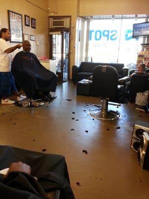 Busy day at The N Spot Barber Shop