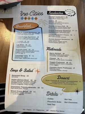 Nine Cities menu