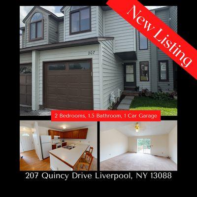 Liverpool Townhome For Sale 207 Quincy Place Liverpool, NY 13088 Offered at $127,500 2 bedroom/ 1.5 Bathroom 1,086 sqft/One car garage