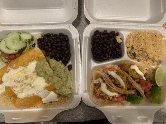 Chicken Enchilada, Taco combo plate