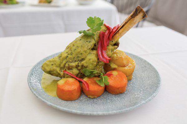 Lamb Korma  braised australian lamb shank, carrots, potatoes, coriander cumin curry