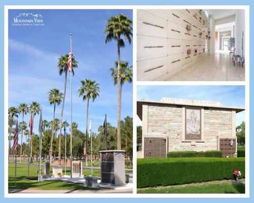 Beautiful Veteran Garden, Desert Star Mausoleum, and Hope Mausoleum.