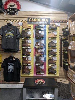 Carolina boots, shirts, belts and socks.