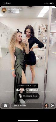 My bridesmaid and I's selfie while shopping at David's bridal