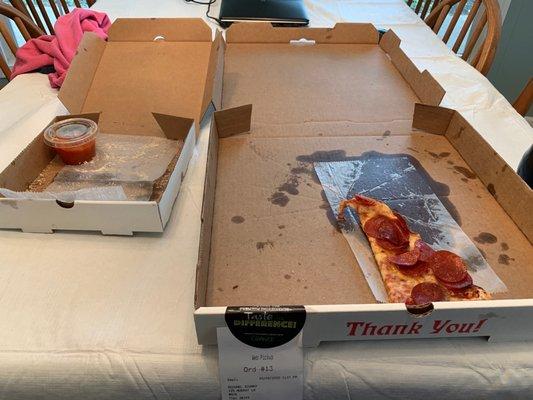 Bread sticks and pizza.