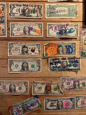 Dollars on wall