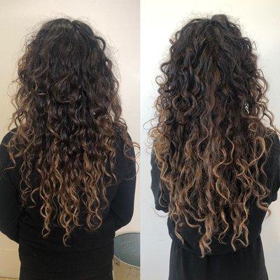 Adding curly hair extensions to thicken it up? Let's do it! Ask for Maven Laura.