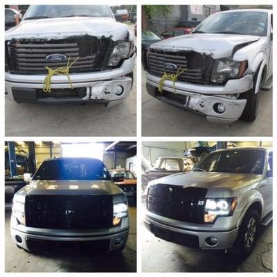 Before & After F-150 with custom grill and lights