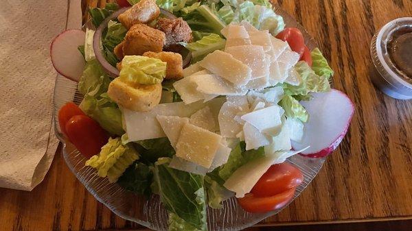 Good dinner salad with nice amount of shaved parmesan