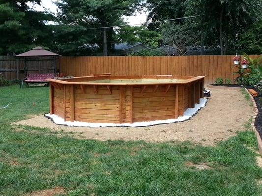 OUR PATENT PENDING,HAND CRAFTED, WOOD GRECIAN POOL MANUFACTURED AT OUR FACILITY CUSTOM MADE FOR YOU