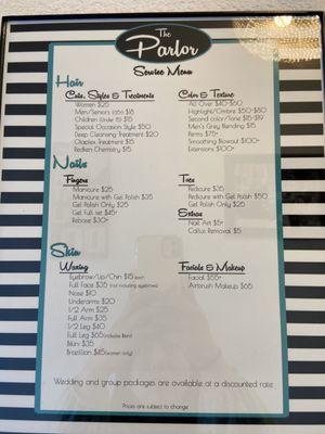 Service menu